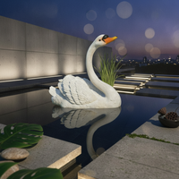 Floating Swan Sculpture Orange Beak Swan Pond Ornament Ornamental Lightweight