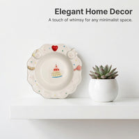 Cute Ceramic Dessert Plate, Bunny Cat Design