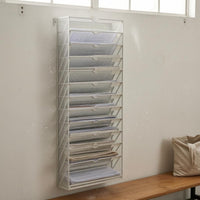 13-Tier File Rack Wrought Iron Style Vertical Tray Organizer Slim Frame