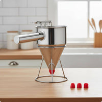 Stainless Steel Batter Funnel Easy to Control Stream Stainless Steel Batter Dispenser Precision Pouring Funnel Cake Dispenser for Bakery, Restaurant