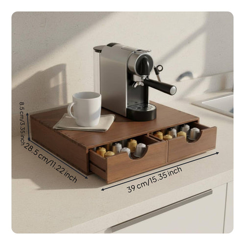Wooden Coffee Capsule Holder Space Saving Coffee Pod Storage Drawer for Kitchen