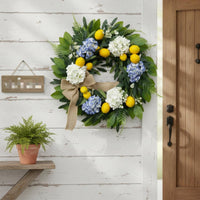 Artificial Lemon Wreath Ready to Hang Hydrangea Wreath Indoor Outdoor Use