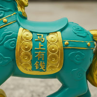 Wealth Attracting Resin Horse Coin Bank Desktop Ornament Home Decoration Vibrant Colors for Children