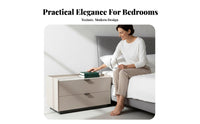 Modern and design 2-Drawer End Table with unobstructed Shelf Minimalist Design Nightstand Ample Storage Bedside Cabinet Sturdy Construction for homeowners, Renters, Students, Guest Room, Apartment, Office