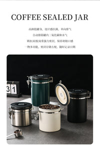咖啡豆咖啡粉干货密封罐304不锈钢排气阀密封储物罐保鲜罐跨境