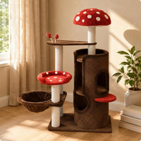 Toadstool Feline Tree Arched Opening Multi Level Feline Structure Dangling Toys