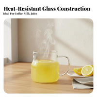 High Temperature Resistant Large Capacity Borosilicate Glass Cup Microwave Safe Large Handled Glass Cup Polished Rim for Daily Use, Home
