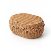 Rattan Box with Lid Portable Woven Box with Lid Stackable for Bathroom