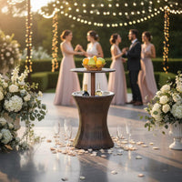 Outdoor Ice Bin Table Weather-resistantResistant Rattan Ice Table Portable