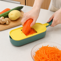 Vegetable slicer stainless steel blades, mandoline vegetable slicer with 5 blades, onion chopper with container, 10.5x29.5cm for salads