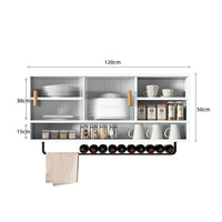 Fluted Door Cabinet Solid Wood Hanging Kitchen Cupboard Wall Mounted Storage Shelf Fluted Glass Door Wall Cabinet Suitable for Gift Giving Home Decoration