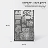 Lace Pattern Nail Stamping Plate with Silicone for Beginners, Stainless Steel Printing Tool Kit for Manicure Decoration