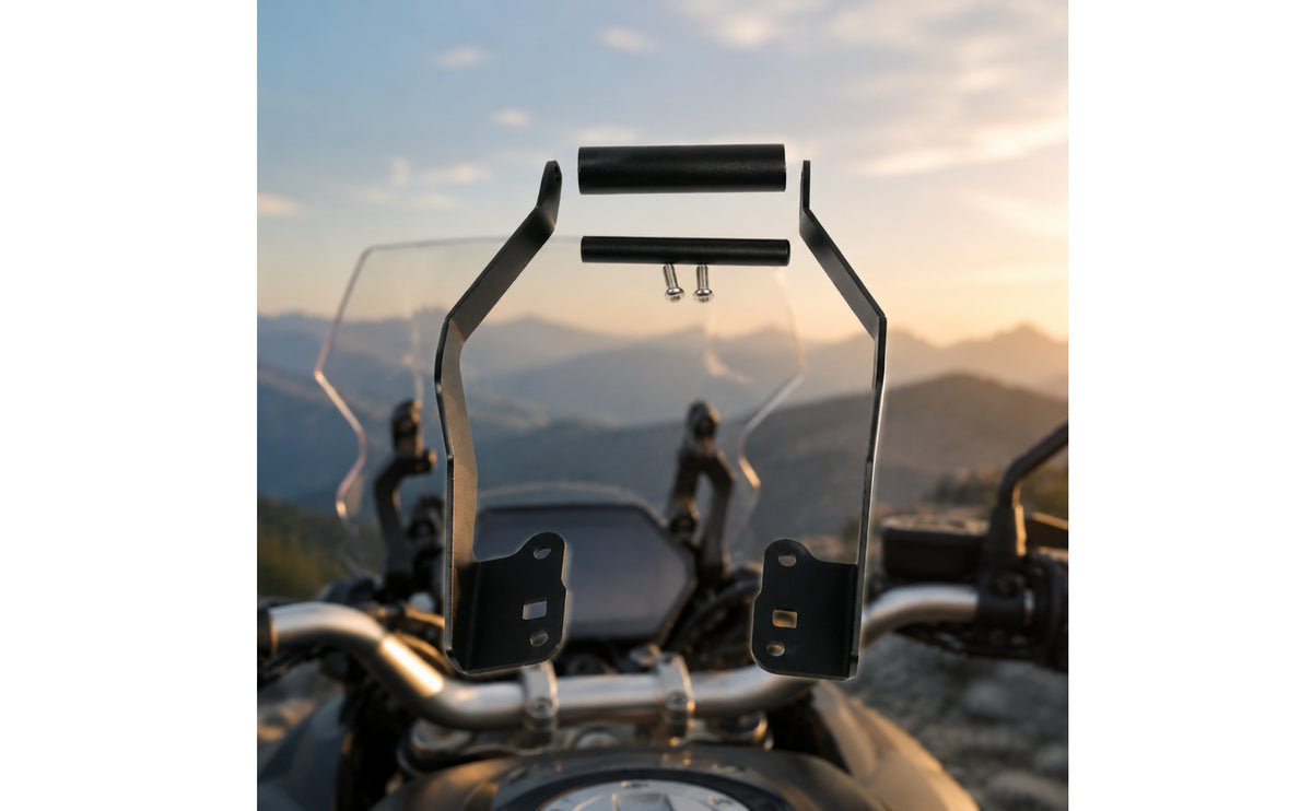 Metal Motorcycle Handlebar Mount with Crossbar Rigid Navigation Bracket with Crossbar Versatile Motorcycle Mount Precision-Engineered for Adventure Riders