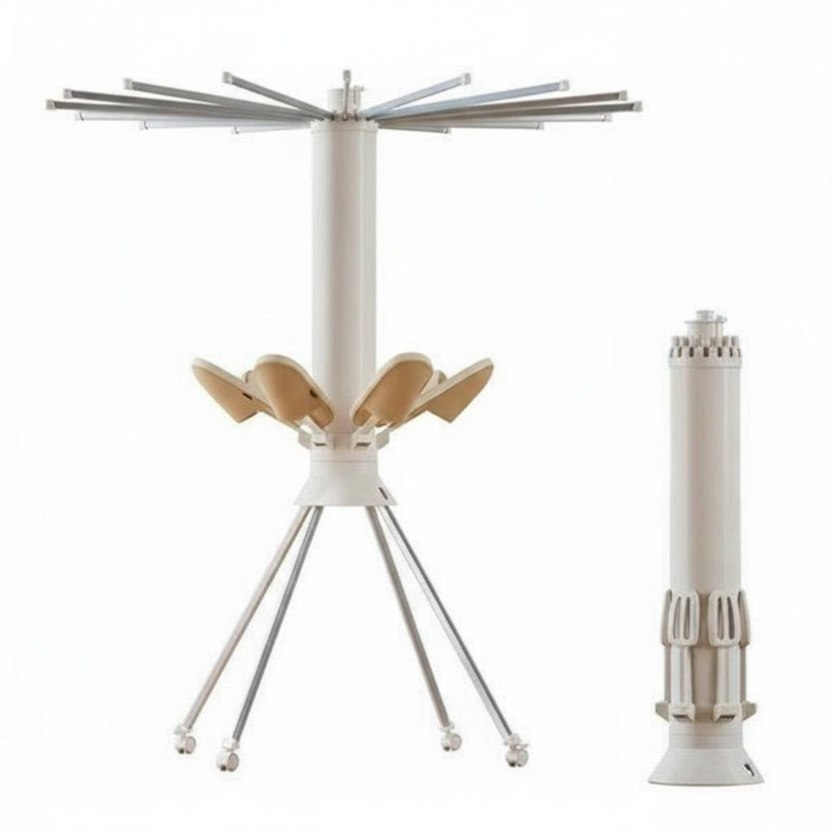 Wheeled Folding Clothes Airer Foldable Garment Stand Collapsible Design