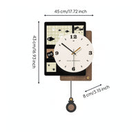 Retro Wall Clock Decorative Retro Wall Clock with Pendulum Analog for Entryway