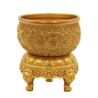 Treasure Basin Brass-Colored Storage Container Embossed Decor for Home Display