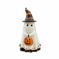 Freestanding Ghost Figurine with Pumpkin Painted Pumpkin Ghost Figurine Spooky Halloween Table Ornament Adorable for Party