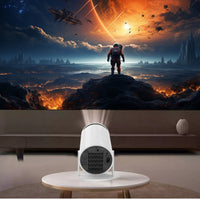 Compact Cylindrical Projection Device with Stand Stereo Sound Tabletop Projection Device with Auto Focus Image Alignment Correction Wireless for Movie Lovers