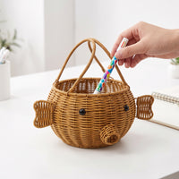 Handwoven Storage Basket with Handle | Portable, Imitation Rattan Basket, for Playroom