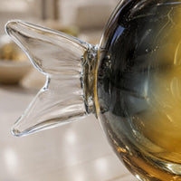 Amber-Hued Glass Vase Artistic Design Decorative Glass Vase Stable Base