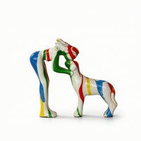 Human and Dog Statue Affectionate Dog Sculpture Warm for Pet Owners