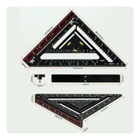 Bubble Level Ruler Red Strip Folding Carpenter Triangle Ruler for Squaring