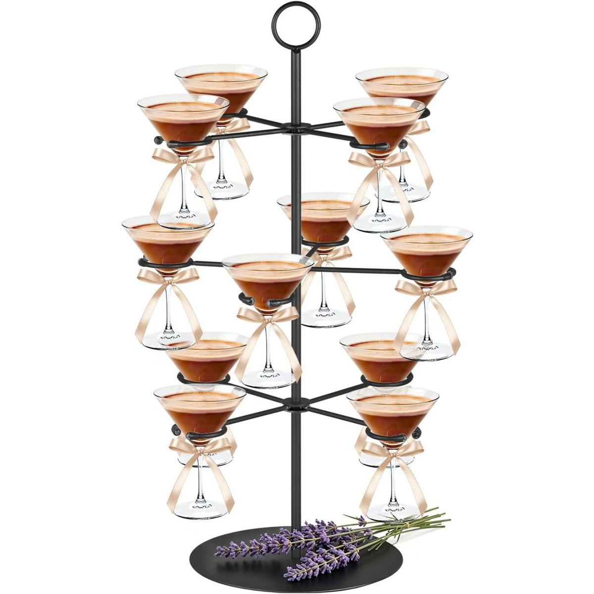 Three-Tier Metal Wine Glass Rack Storage Display Stand