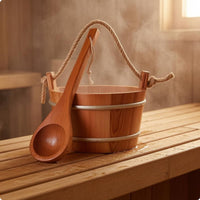 Red Cedar Sauna Pail Natural Wood Grain Sauna Pail and Ladle Set