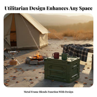 Foldable Storage Crate Secure Latching Collapsible Storage Bin with Doors