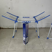 Free-Standing Foldable Double-Wing Clothes Drying Rack with Towel Rack, Plastic, Model 805
