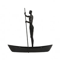 Human Figure Sculpture Shiny Metal Finish Textured Metal Sculpture Abstract Figurine for Bedroom