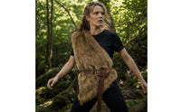 Faux Animal Pelt Vest with Belt Barbarian-Influenced Cosplay Vest Asymmetrical One-Shoulder Wrap for Cosplayers, Halloween, Stage Performance