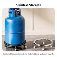 Gas Cylinder Stand with Wheels | Heavy-Duty Stainless Steel Frame, Thickened Wear-Resistant Structure, Gas Cylinder Trolley, for Kitchen
