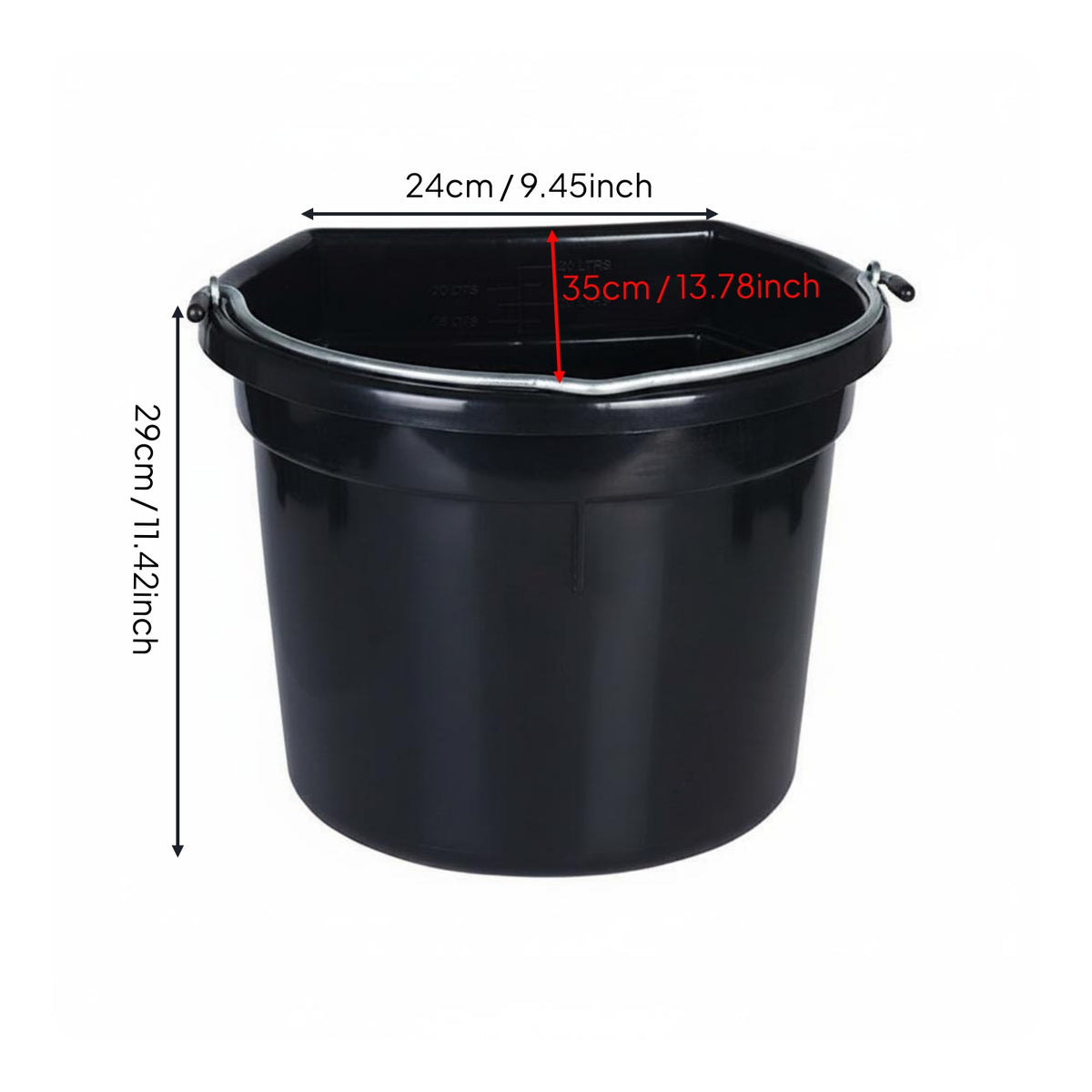 Flat Back Feed Bucket Large Opening Animal Drinking Bucket Hanging Agricultural Setup Supply for Stable, Barn
