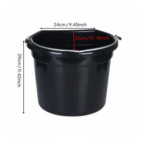 Flat Rear Nourishment Pail Large Opening Horse Water Pail Hanging Design