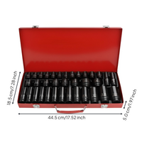 Power Wrench Socket Set, 1/2" Extended Hex, Multi-Function Air Tool Kit, Portable Storage, Auto Repair, Home DIY
