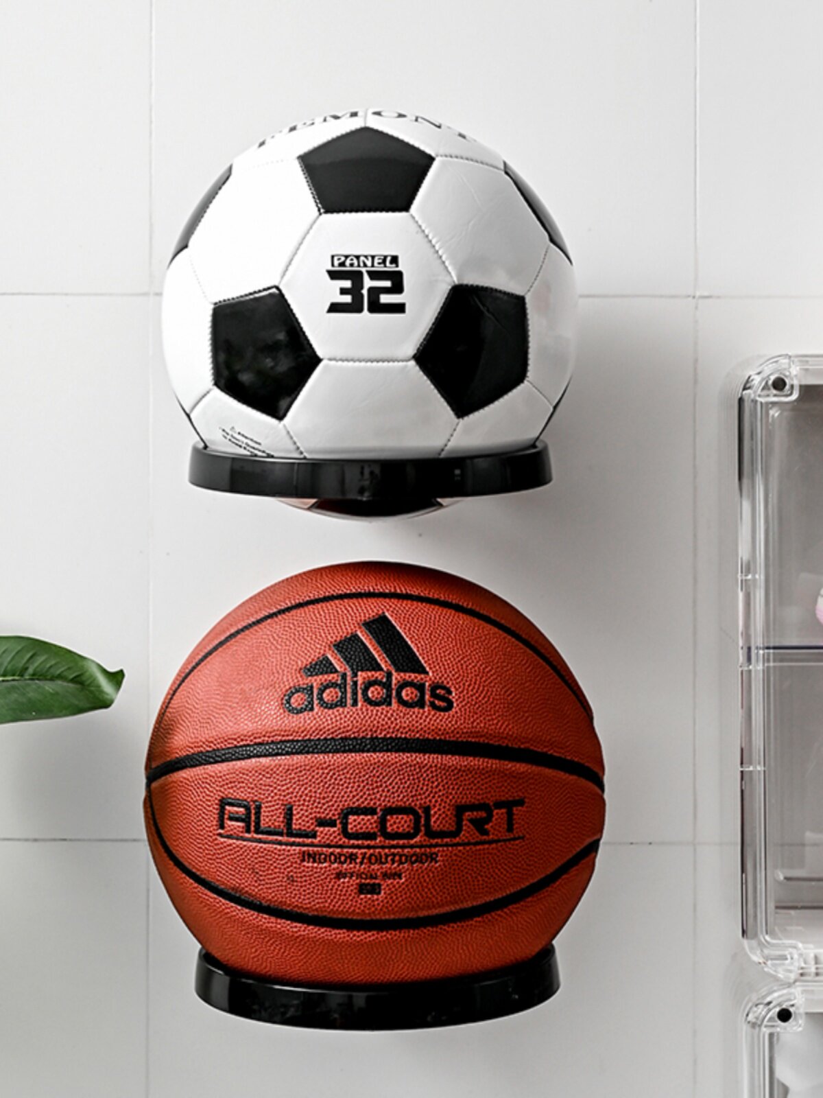 No-Drill Wall-Mounted Ball Storage Rack for Basketball, Soccer, Volleyball