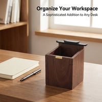 Wooden Pen Holder for Desk Storage, Solid Wood Pencil Organiser, Office Decor Stationery Cup, Gift for Students and Colleagues