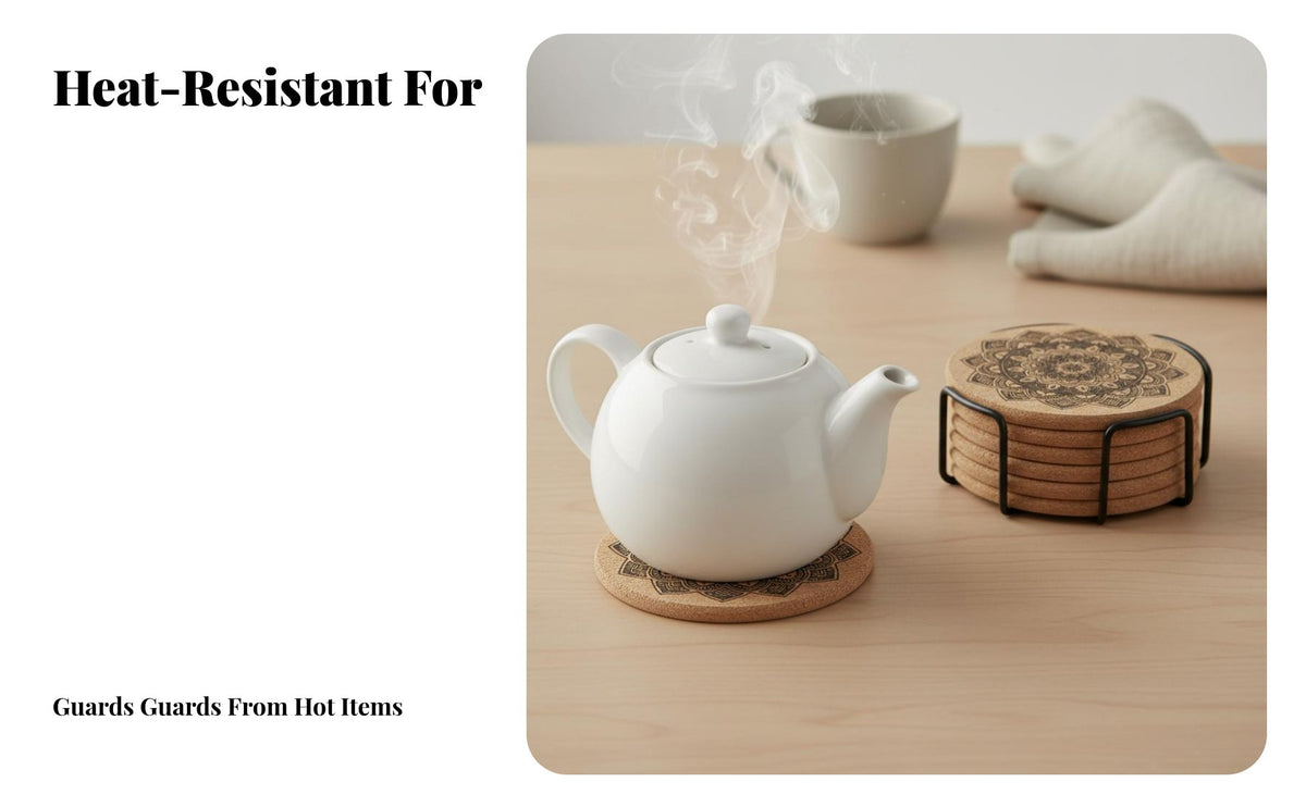 Anti-Scald Heat Insulating Cork Mat Non-Slip Round Cork Coaster Easy to Clean Heat Resistant Table Mat Absorbent for Tea Drinkers, Coffee Lovers, Kitchen, Home, Dining Room, Office