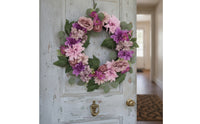 Wreath with Faux Blossoms Multicolor Wreath with Eucalyptus Leaves Full