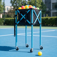 Ball Storage Cart Foldable Rolling Sports Ball Cart Foldable Athletic Gear Organizer with Removable Basket for Coaches, Teachers, Gym, School