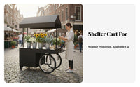 With Top fabric roof Roofed Display Wagon Large Capacity Multi-Tier Plant Trolley Decorative casters floral display stand adaptable Use for Garden lovers, Home Decorators, Promotional Events, Storefronts, Craft Fairs, Weddings