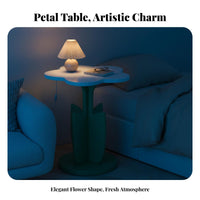 Flower Shaped Side Table Cream Look Flower Shaped End Table Floral Design Nightstand Rounded Edges Household Furniture