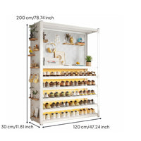 Multi-tier Shoe Rack Vertical Shoe Storage Unit Curtain Shoe Organizer Carbon Steel Household Furniture Space-saving Design Suitable for Families Entryways Living Rooms Balconies
