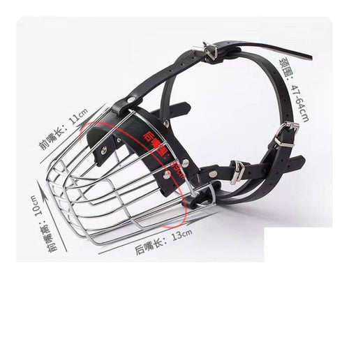Adjustable Metal Muzzle Breathable Mouth Guard Allows Panting for Training