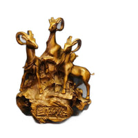 Three Goats Brass Statue Solid Copper Cast Hand Polished Home Decor