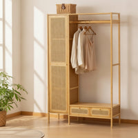 Wardrobe with Drawers Boho Garment Rack with Cabinet Versatile Freestanding Closet System for Entryway