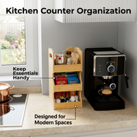 Spice Rack 3-Tier Countertop, Bamboo Spice Rack Organizer, Desktop Spice Rack Organizer, Kitchen Countertop Organizer