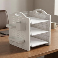 Three-Tier File Organizer Perforated Desktop File Organizer Matte White