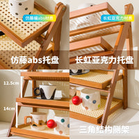 Foldable Bamboo 3-Tier Tabletop Storage Shelf for Coffee Corner and Bar